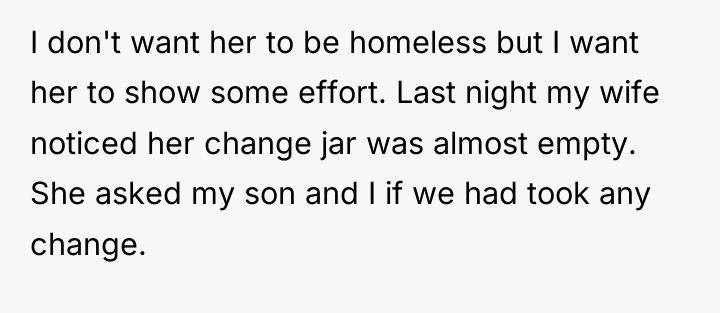 I don't want her to be homeless but I want...