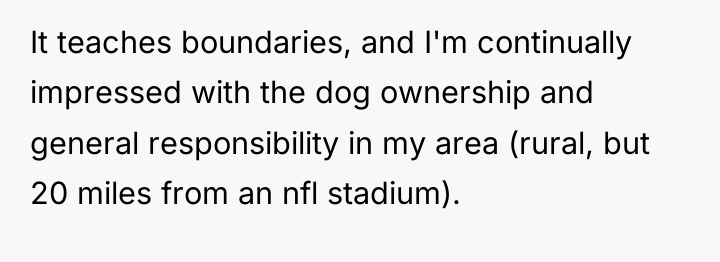 It teaches boundaries, and I'm continually impressed with the dog...