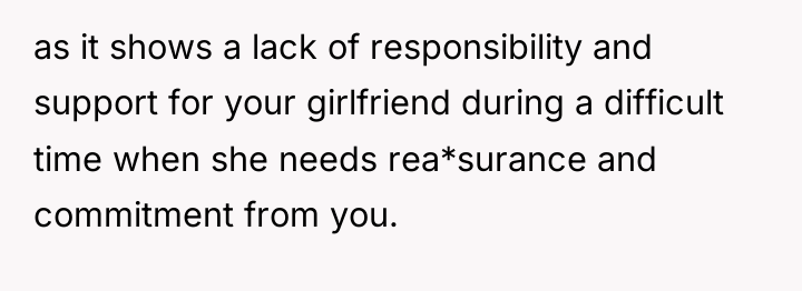 as it shows a lack of responsibility and support for...