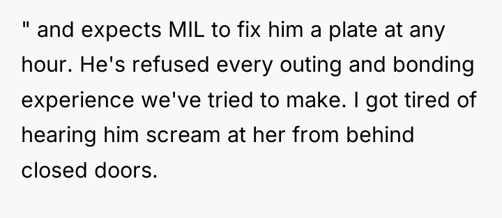 " and expects MIL to fix him a plate at...