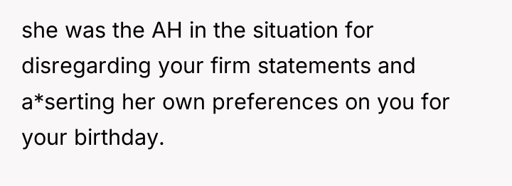 she was the AH in the situation for disregarding your...