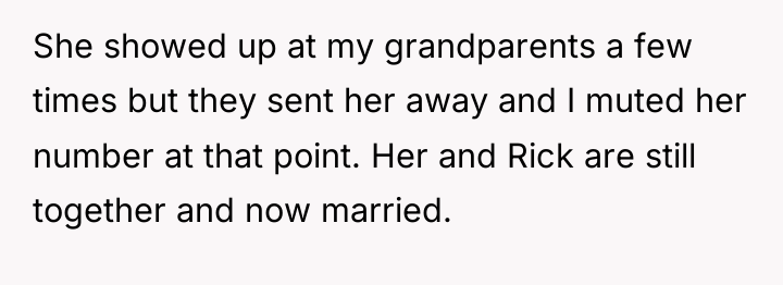 She showed up at my grandparents a few times but...