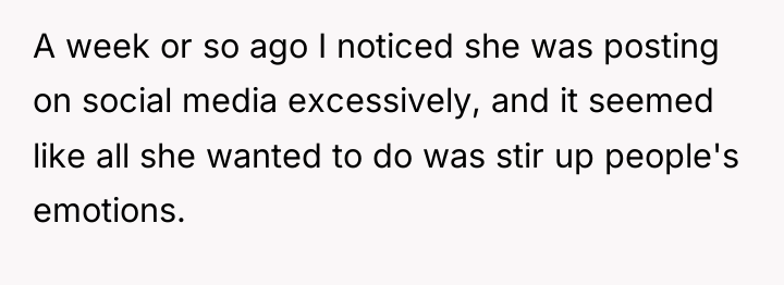 A week or so ago I noticed she was posting...