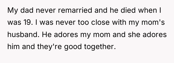 My dad never remarried and he died when I was...