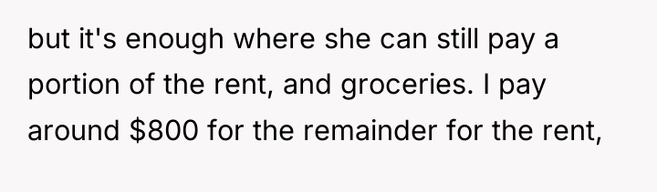 but it's enough where she can still pay a portion...