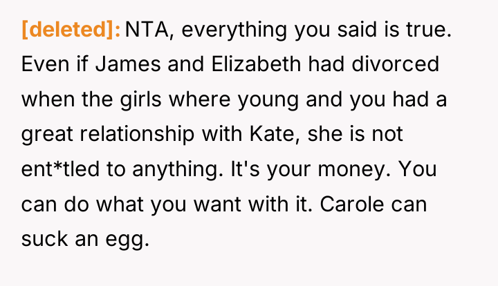 [deleted] NTA, everything you said is true. Even if James...