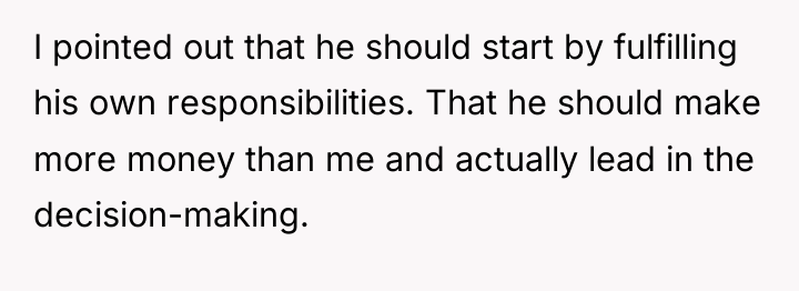 I pointed out that he should start by fulfilling his...