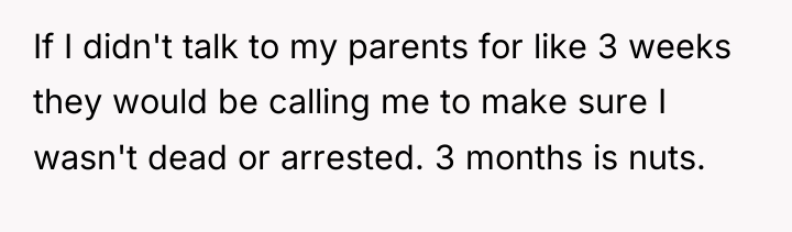 If I didn't talk to my parents for like 3...