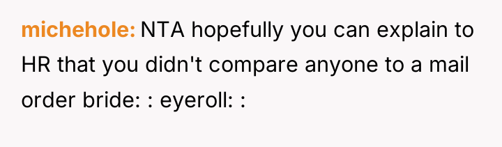 michehole NTA hopefully you can explain to HR that you...