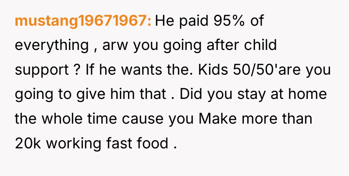 mustang19671967 He paid 95% of everything , arw you going...
