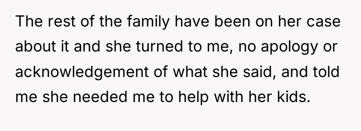 The rest of the family have been on her case...