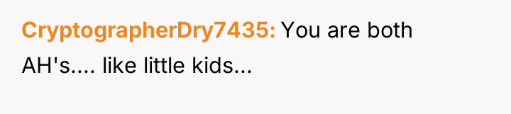 CryptographerDry7435 You are both AH's.... like little kids...