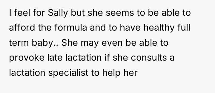 I feel for Sally but she seems to be able...