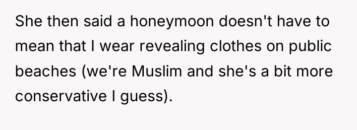 She then said a honeymoon doesn't have to mean that...