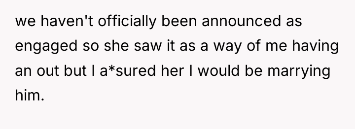 we haven't officially been announced as engaged so she saw...