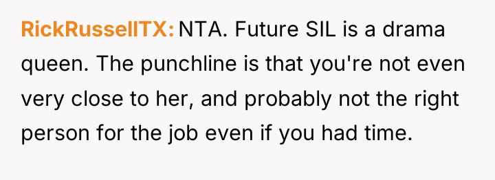 RickRussellTX NTA. Future SIL is a drama queen. The punchline...