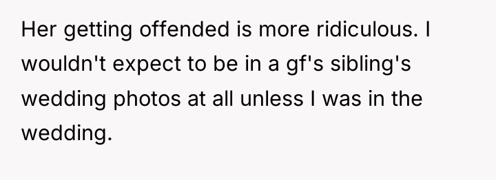 Her getting offended is more ridiculous. I wouldn't expect to...
