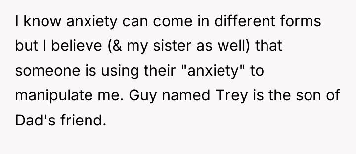 I know anxiety can come in different forms but I...