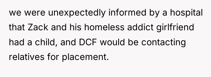 we were unexpectedly informed by a hospital that Zack and...