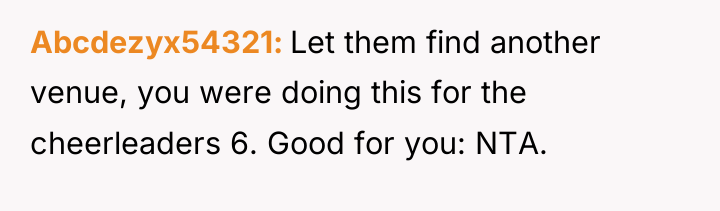 Abcdezyx54321 Let them find another venue, you were doing this...