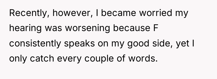 Recently, however, I became worried my hearing was worsening because...