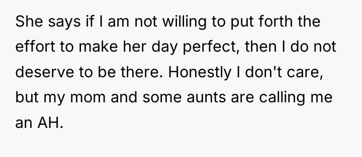 She says if I am not willing to put forth...