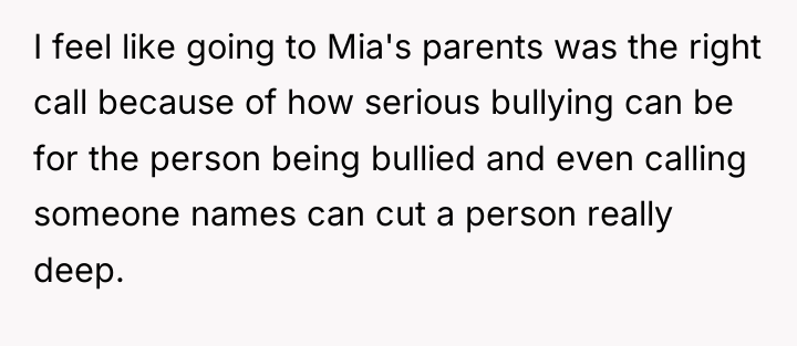 I feel like going to Mia's parents was the right...