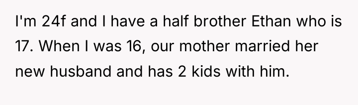 I'm 24f and I have a half brother Ethan who...
