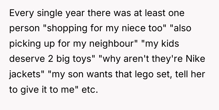 Every single year there was at least one person "shopping...