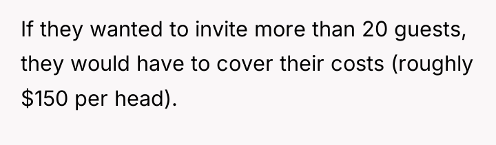 If they wanted to invite more than 20 guests, they...