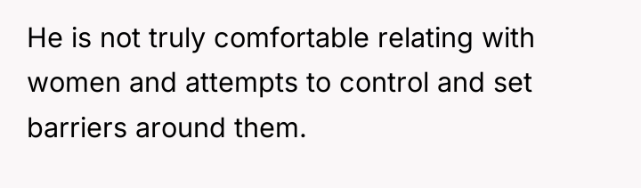 He is not truly comfortable relating with women and attempts...