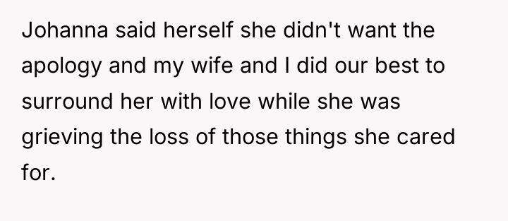 Johanna said herself she didn't want the apology and my...