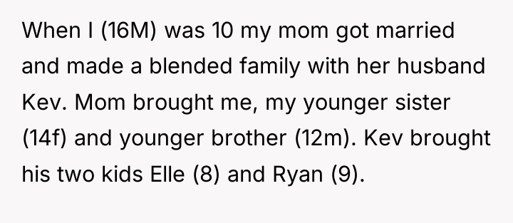 When I (16M) was 10 my mom got married and...