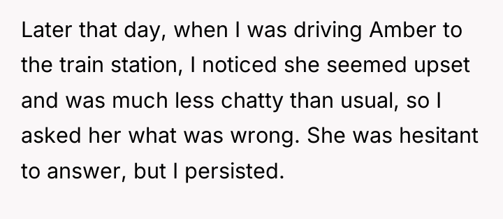Later that day, when I was driving Amber to the...