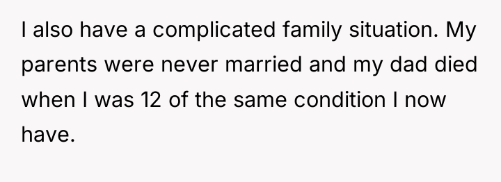 I also have a complicated family situation. My parents were...