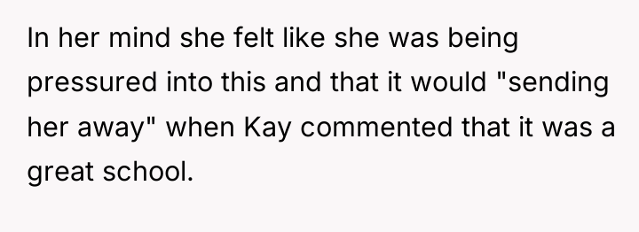 In her mind she felt like she was being pressured...