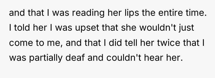 and that I was reading her lips the entire time....