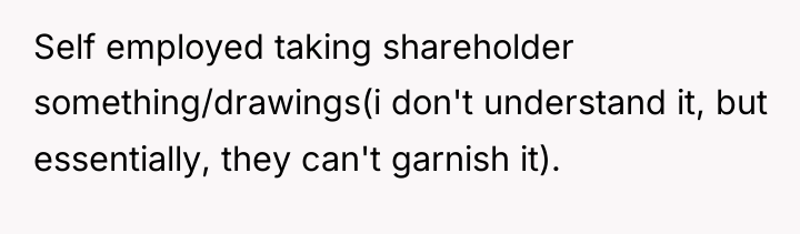 Self employed taking shareholder something/drawings(i don't understand it, but essentially,...