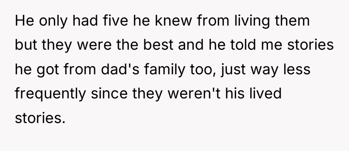 He only had five he knew from living them but...