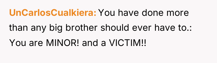 UnCarlosCualkiera You have done more than any big brother should...
