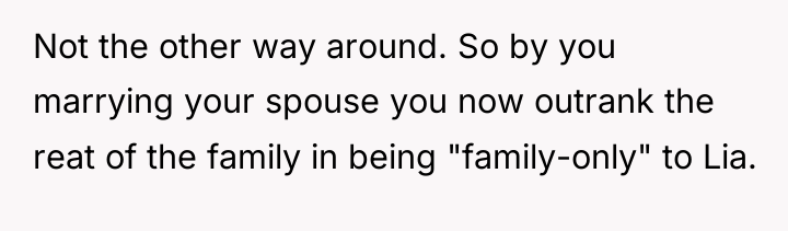 Not the other way around. So by you marrying your...