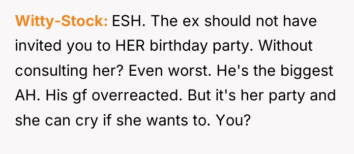 Witty-Stock ESH. The ex should not have invited you to...