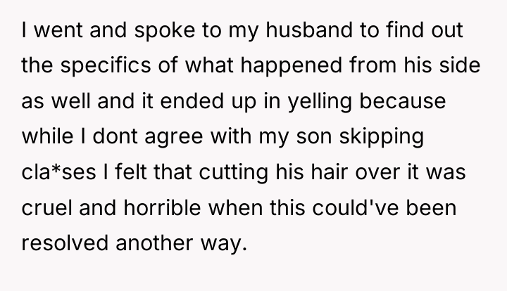 I went and spoke to my husband to find out...