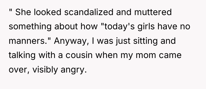 " She looked scandalized and muttered something about how "today's...