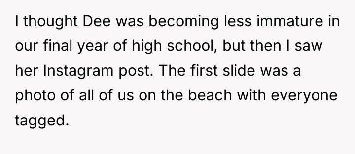 I thought Dee was becoming less immature in our final...