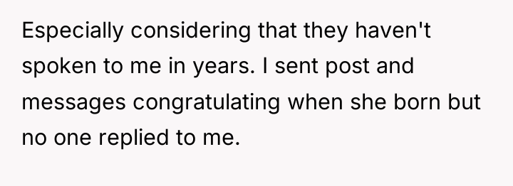Especially considering that they haven't spoken to me in years....