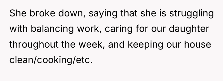 She broke down, saying that she is struggling with balancing...
