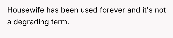 Housewife has been used forever and it's not a degrading...