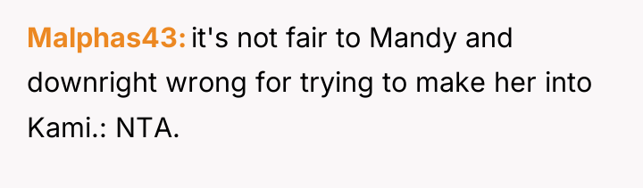 Malphas43 it's not fair to Mandy and downright wrong for...