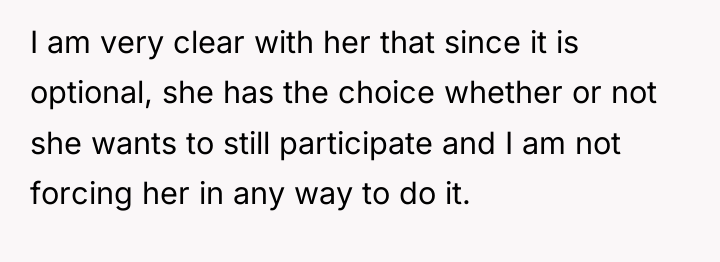 I am very clear with her that since it is...